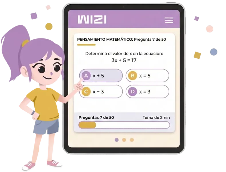 Estudiante usando la app WIZI para preparar el examen EDIEMS